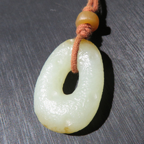 Hetian jade boutique Xinjiang and finished sugar white jade old light safe buckle jade pendant pendant w2