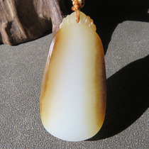 Dazzling dialect Hetian jade wearable grade Xinjiang fine oily and powdered sugar white jade Wushi brand pendant w1