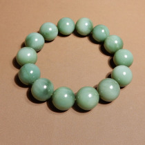 Shocking dialect Hetian jade Russian old pit material cat eye duck egg green jasper card 16mm round bead bracelet h7