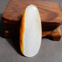 Hetian jade Lake Baikal oil waxy gold orange peel mutton fat white jade seed material Guanyin pendant w2