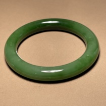 Scarce Dialect Hetian Jade Boutique Grade Erbi No. 7 Pit Spicy Green Belt Red Leather Delicate Inner Diameter 59MM Bracelet S9