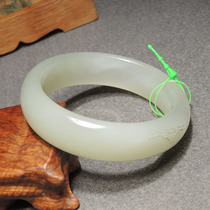 Highly popular dialect Hetian jade boutique collection grade Qinghai old pit material white jade inner diameter card 55mm traced silver bracelet R1