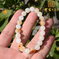 Диалект и Tian jade в классе Xinjiang Old dared Red Qinpeel white jade seed материал Round Pearl Card 8mm Handchain Handstring s1