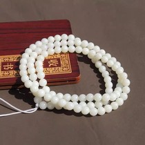Dialect Hetian jade boutique Russian old pit material high oil and high fat mutton fat white jade grade 6m round bead necklace bracelet h1