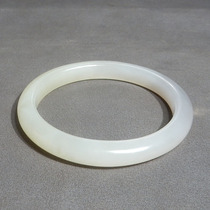 Rare dialect Hetian jade collection grade Qinghai old pit material three-color white jade smoke emerald color 58mm imperial concubine bracelet X6