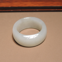 Stunned Dialect Hetian Jade Xinjiang pore white jade oily blue and white seed material inner diameter 23mm ring thumb h2