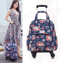 Portable light trolley bag women's canvas waterproof printing luggage universal wheel travel bag pull rod 16 inch 17 inch 20