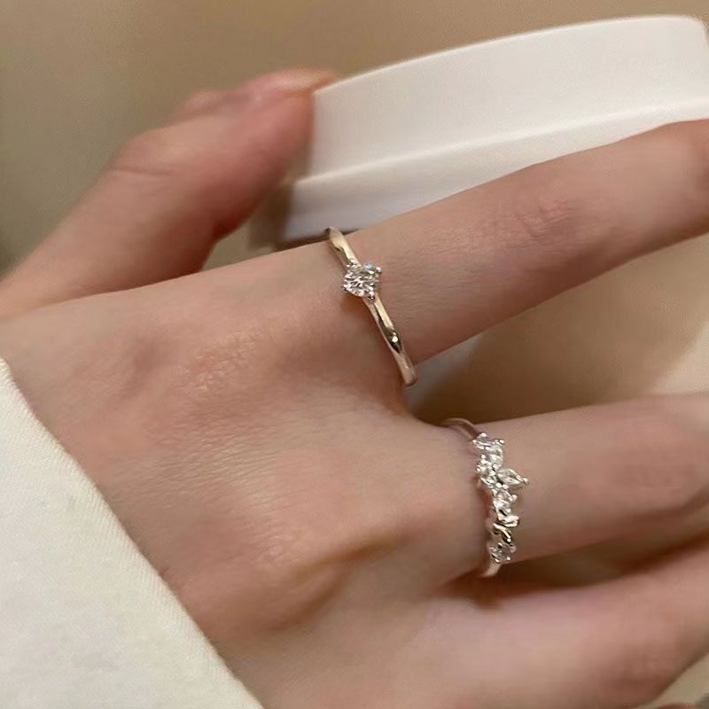 Butterfly Zircon Ring ins Niche Design High-End Open Ring 2024 New Style Best Friend Index Finger Ring Tail Ring