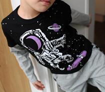 JJ CUHK Boy Real Pat On NASA Cooperation Fake Two Spring Autumn Pure Cotton Neutral Cartoon Long Sleeve T-shirt