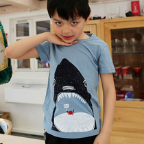 Tide card Korean version of children dress new summer mens clothes children short sleeve T-shirt shark small crab