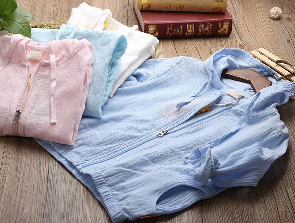 JJ boys and girls neutral children solid color cotton sunscreen clothing air conditioning clothing