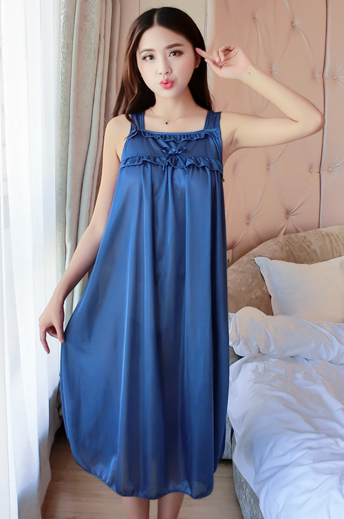 Nightdress nữ mùa hè băng lụa sling sexy kích thước lớn chất béo mm dài chiffon lỏng 200 £ dễ thương mùa hè đồ ngủ