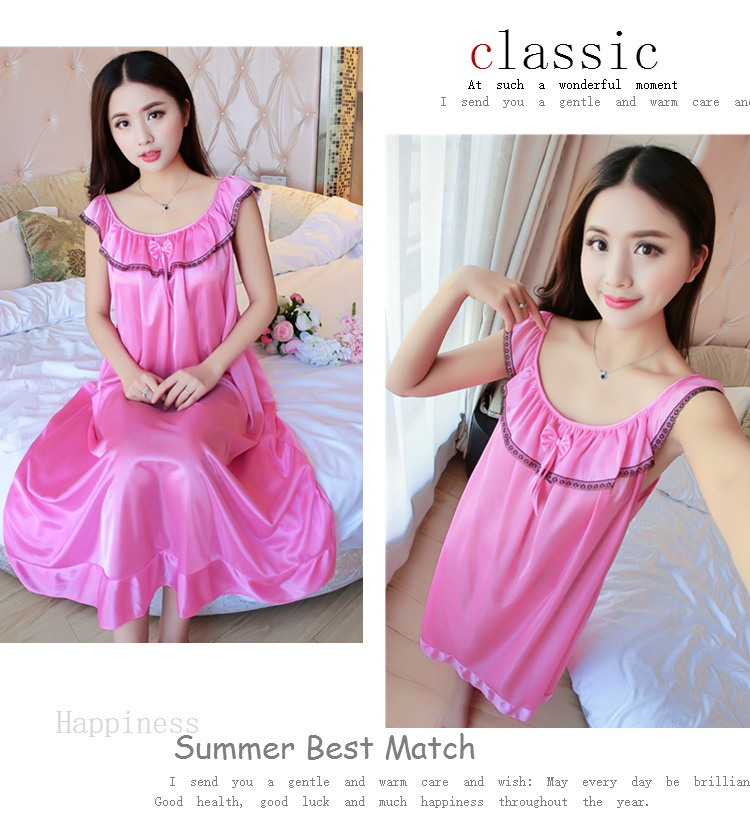 Nightdress nữ mùa hè sexy băng lụa ngắn- tay kích thước lớn phụ nữ mang thai chất béo mm lỏng đoạn dài 200 kg mang thai thời gian mỏng đồ ngủ