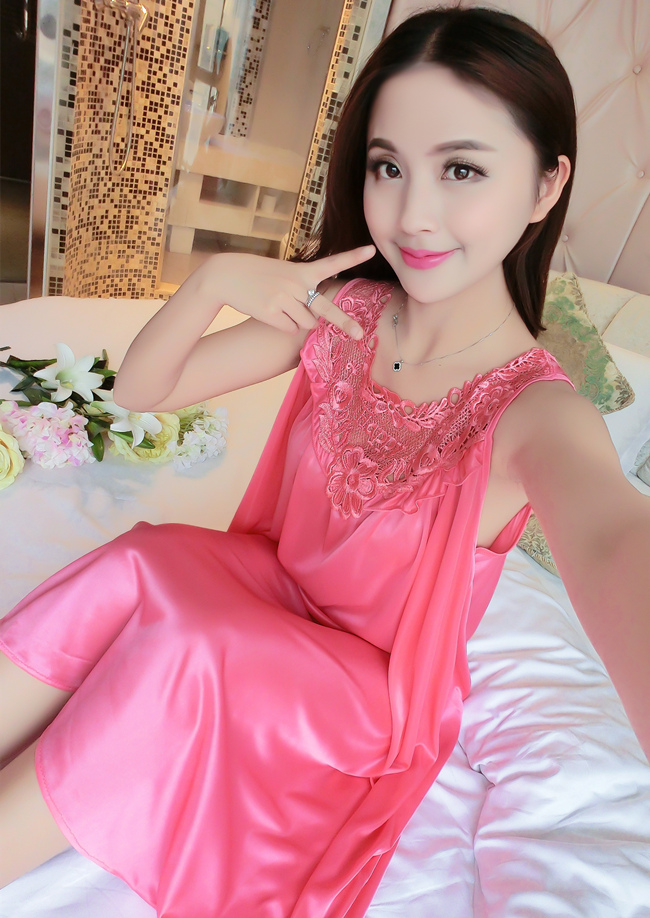 Nightdress nữ mùa hè sexy băng lụa ngắn- tay kích thước lớn phụ nữ mang thai chất béo mm lỏng đoạn dài 200 kg mang thai thời gian mỏng đồ ngủ