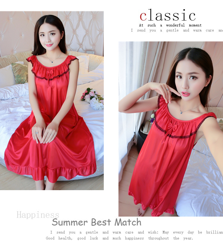 Nightdress nữ mùa hè sexy băng lụa ngắn- tay kích thước lớn phụ nữ mang thai chất béo mm lỏng đoạn dài 200 kg mang thai thời gian mỏng đồ ngủ