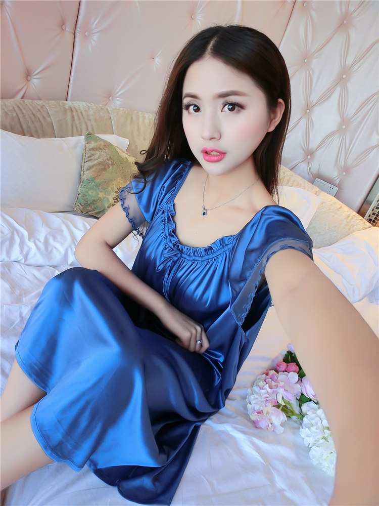 Siêu lớn kích thước nightdress nữ mùa hè 300 pound phụ nữ mang thai cộng với phân bón để tăng 230 lỏng kích thước lớn mang thai băng lụa dài đồ ngủ