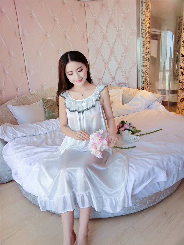 Siêu kích thước lớn nightdress nữ mùa hè phụ nữ mang thai 300 kg lỏng mang thai chất béo mm kích thước lớn băng lụa phần dài 250 mùa hè đồ ngủ