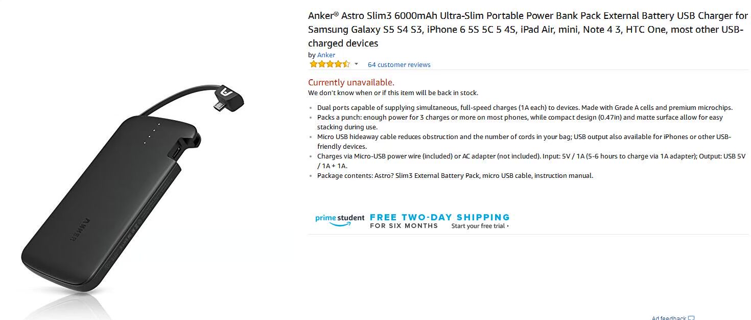 Anker Anke 6000mah di động siêu mỏng Android Apple tốc độ cao sạc điện thoại di động nhanh