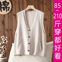 Large size retro fake pocket cotton knitting vest womens early autumn new style vest casual waistcoat vest shoulder wear