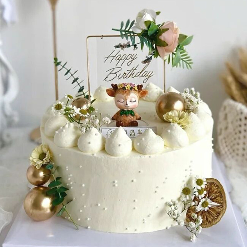 Net red forest bakery cake decoration cloud blessing deer decoration cute cartoon deer happy birthday dress up