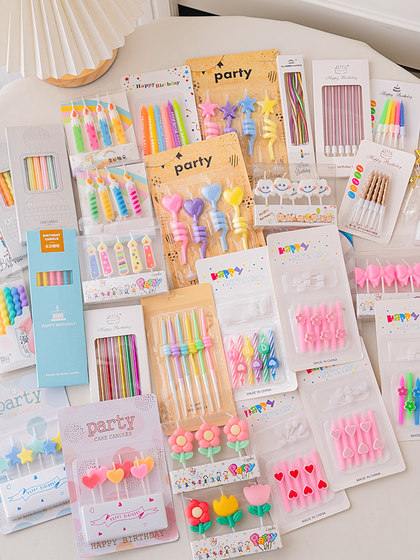 云朵蝴蝶结小花蜡烛生日蛋糕装饰插件卡通直杆螺旋甜品台生日蜡烛