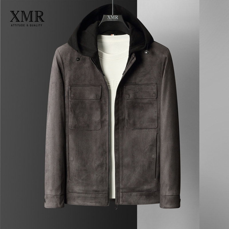 Suede Flannel Hat Jacket Jacket Man Autumn Winter 100 Hitch Jacket Detachable Cap Casual Wear Warm Jacket Kshirt