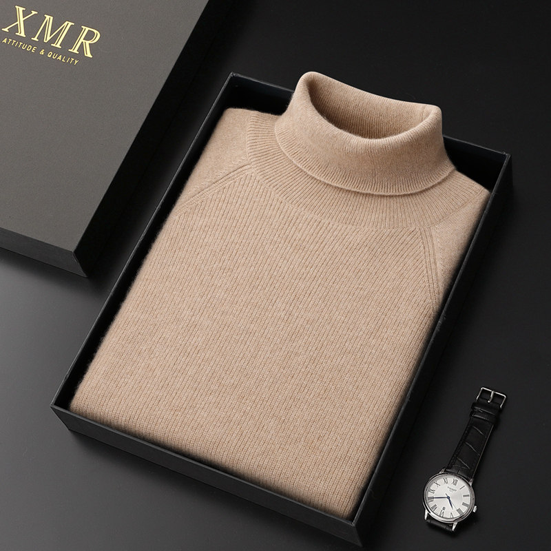 High collar cashmere sweatshirt male 100 pure cashmere autumn winter long sleeves Knitted Cardiovert Winter Warm Beating Undershirt Mountain Cashmere Sweater