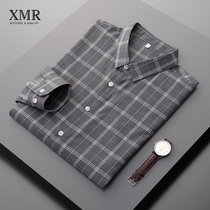 Classic plaid lining mens autumn winter workout long sleeves bottom blouses young mens burn-free anti-wrinkle casual shirts