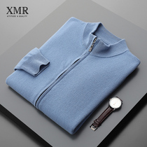 2021 autumn and winter New cashmere sweater mens business sweater semi-turtleneck zipper cardigan sweater knitted coat men
