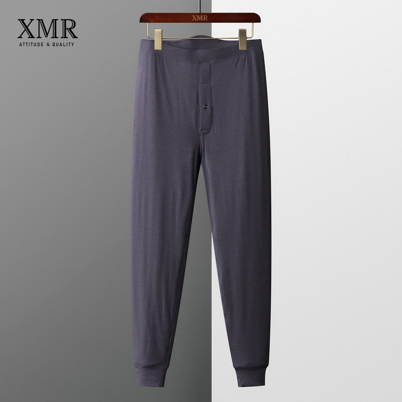 High end mulberry silk cotton pants male autumn winter thickened pants pure color beating bottom sanitary pants high waist double layer northeast anti-chill pants