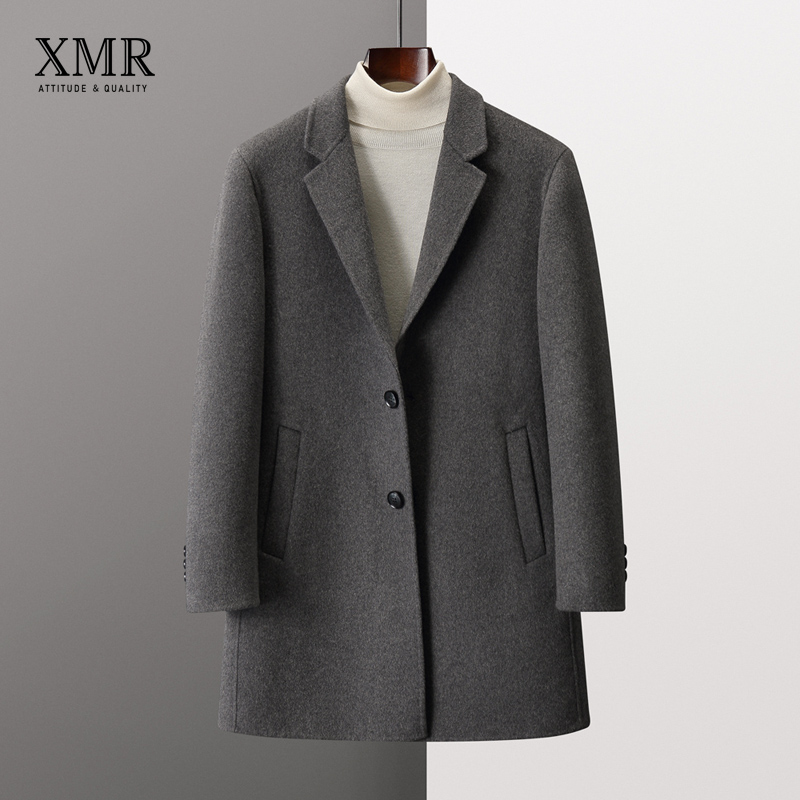 High luxury custom wool coat men's mid-length version youth thickened cashmere coat winter Korean version double-sided woolen long coat