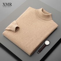 High-end mens mountain cashmere sweatshirt spring autumn thin section high collar sweater Korean version trendy wool knit undershirt