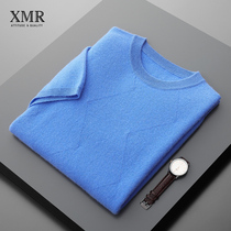 Half sleeve cashmere sweater men Diamond Jacquard knitted wool base shirt Spring and Autumn Winter short sleeve round neck warm sweater