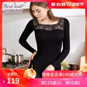 Lace Slim Fit Moose Goddess Mùa thu và mùa đông mới thoải mái cho phụ nữ mùa thu quần dài quần lót nhiệt thiết lập - Phù hợp với nóng lên