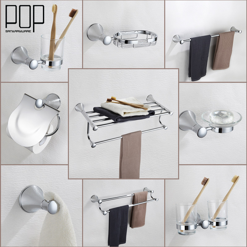 POP Bathroom Fine Copper Punching Hair Towel Rack Makeup Room Shelf Bath Towel Rack Bathroom Hardware Bathroom Pendant Suit