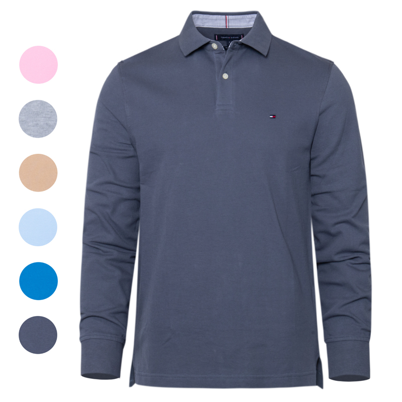 North American Authentic Tommy Men's Long-Sleeved Polo Shirt with Lapel, American Casual Autumn Wear, Large Size Solid Color T-Shirt North American Authentic Tommy Men's Long-Sleeved Polo Shirt with Lapel, American Casual Autumn Wear, Large Size Solid Color T-Shirt