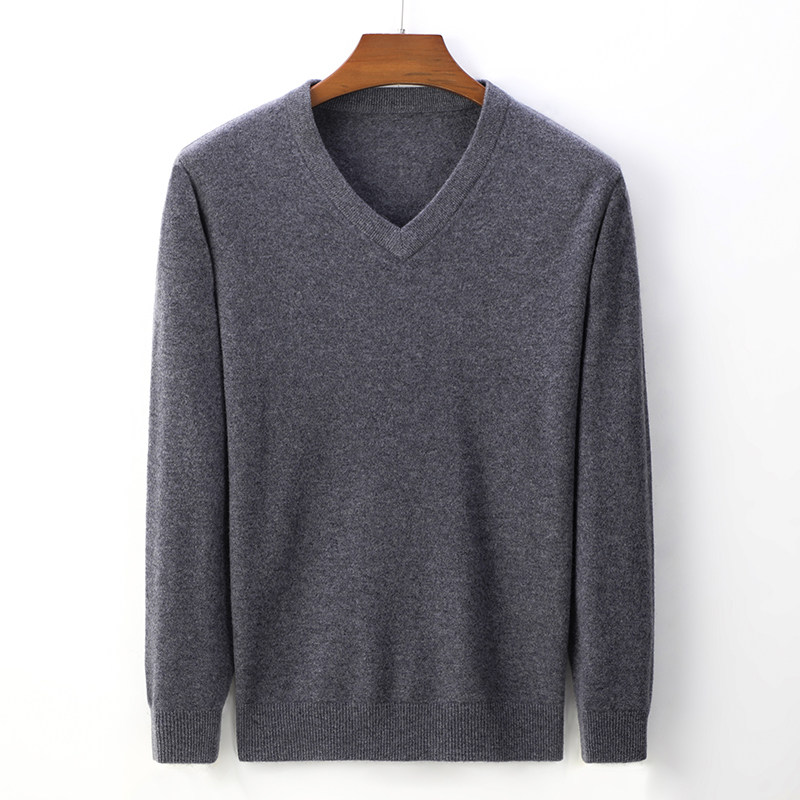 Spring Clothing Middle Aged Men V Collar Sweater Dad Warm Knit Undershirt Autumn Clothing Elderly Thin goat sweatshirt