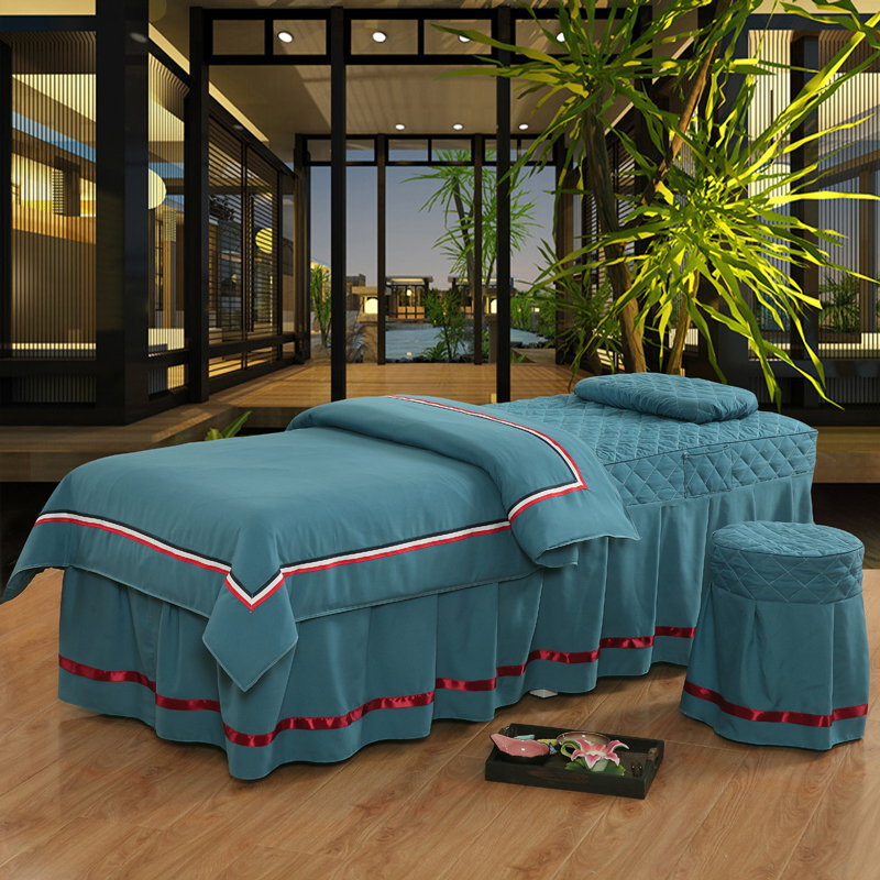 High-end vẻ đẹp đơn giản rắn màu bông denim giường massage bedspread Body bìa có thể được tùy chỉnh vận chuyển Continental - Trang bị tấm mẫu ga trải giường spa