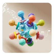 Baby Manhattan hand catching ball hand rattle toy atomic ball rotating molar teether baby finger soft rubber ball