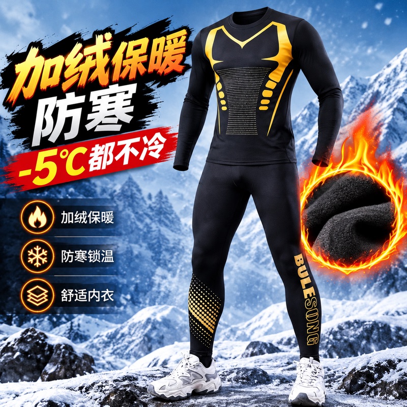 2026 New Style Fleece-Lined High-Elastic Compression Thermal Underwear Sports Quick-Drying Clothing Running Tights Training Clothes Tights 2026 New Style Fleece-Lined High-Elastic Compression Thermal Underwear Sports Quick-Drying Clothing Running Tights Training Clothes Tights