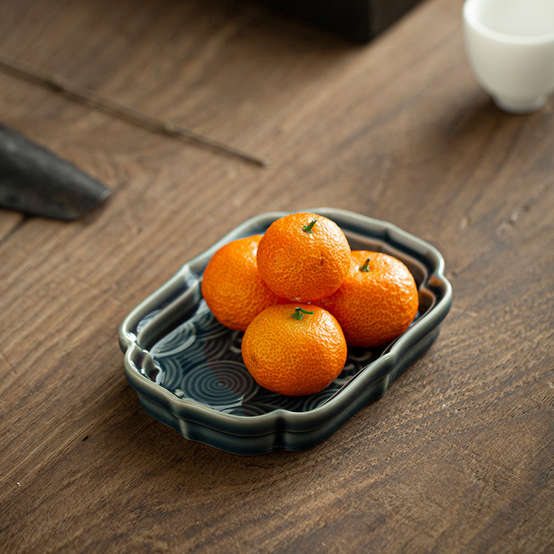 Xiang Yunrui color tea spot pan dried fruit snack refreshment pan Chinese tea room retro ceramic for buddhare tea-way accessories
