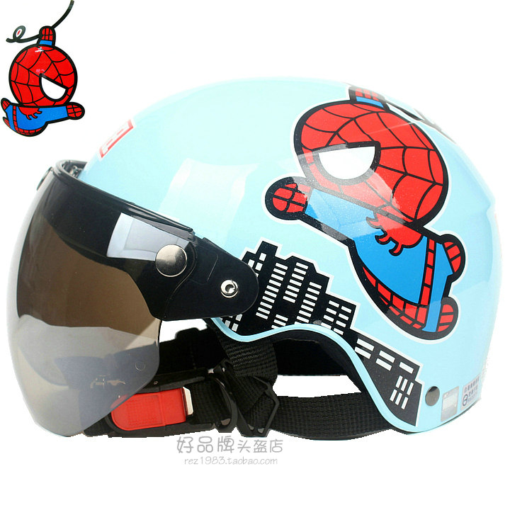 Taiwan EVO Spiderman Man Blue Harley Electric Motor Vehicle Children helmet Men and women Safety helmet Summer