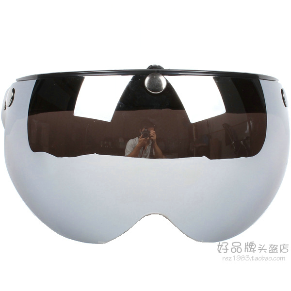 Made in Taiwan Japan W Lens 3-Button Buckle Harley Helmet No Brim Removable Sunscreen UV Silver Plating