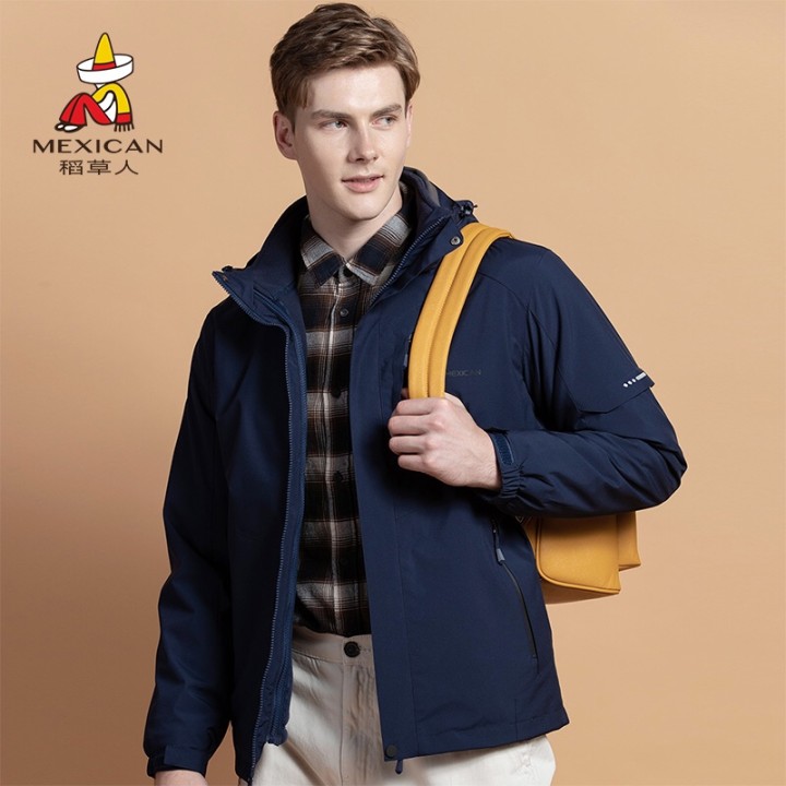 (multi-pocket waterproof) scab outdoor autumn and winter detachable three-in-one submachine clothing male coat plus suede thickened