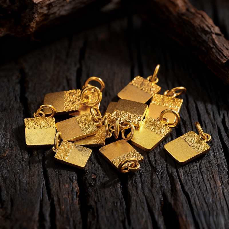 Little Golden Brother Traditional Gold Pendant 999 Pure Gold Solid Small Pendant DIY Bracelet Accessories