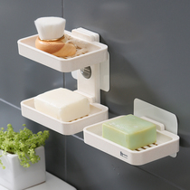 Soap box creative drain household multi-layer soap holder double toilet strong suction cup non-perforated wall-mounted