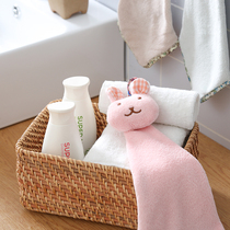 Handle towel dish cloth cartoon household adult small towel hanging handkerchief absorbent Bathroom Kitchen