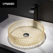 Round glass table upper basin toilet household wash basin crystal color single basin art basin art basin creativity