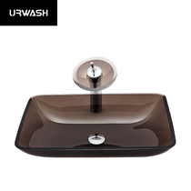 Bathroom European-style tempered glass table basin Modern simple wash basin Household transparent blue art basin creative