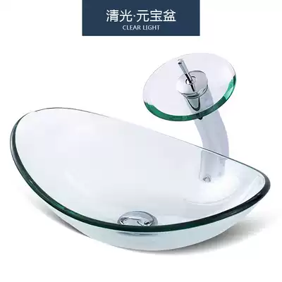 Powder room European-style tempered glass basin modern simple wash basin home transparent light art Basin Creative